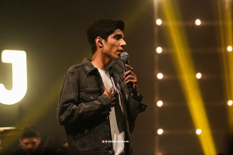 The vocalist on the mic